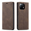 CaseMe - Case for Xiaomi Mi 11 - PU Leather Wallet Case Card Slot Kickstand Magnetic Closure - Dark Brown