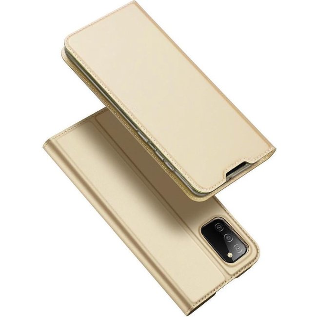 Dux Ducis - Case for Samsung Galaxy A02s - Ultra Slim PU Leather Flip Folio Case with Magnetic Closure - Gold