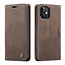 CaseMe - Case for iPhone 12 - PU Leather Wallet Case Card Slot Kickstand Magnetic Closure - Dark Brown