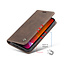 CaseMe - Case for iPhone 12 - PU Leather Wallet Case Card Slot Kickstand Magnetic Closure - Dark Brown