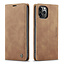 CaseMe - Case for iPhone 12 Pro - PU Leather Wallet Case Card Slot Kickstand Magnetic Closure - Brown