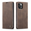 CaseMe - Case for iPhone 12 Pro - PU Leather Wallet Case Card Slot Kickstand Magnetic Closure - Dark Brown