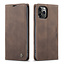 CaseMe - Case for iPhone 12 Pro Max - PU Leather Wallet Case Card Slot Kickstand Magnetic Closure - Dark Brown