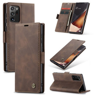 CaseMe CaseMe - Samsung Galaxy Note 20 hoesje - Wallet Book Case - Magneetsluiting - Donker Bruin