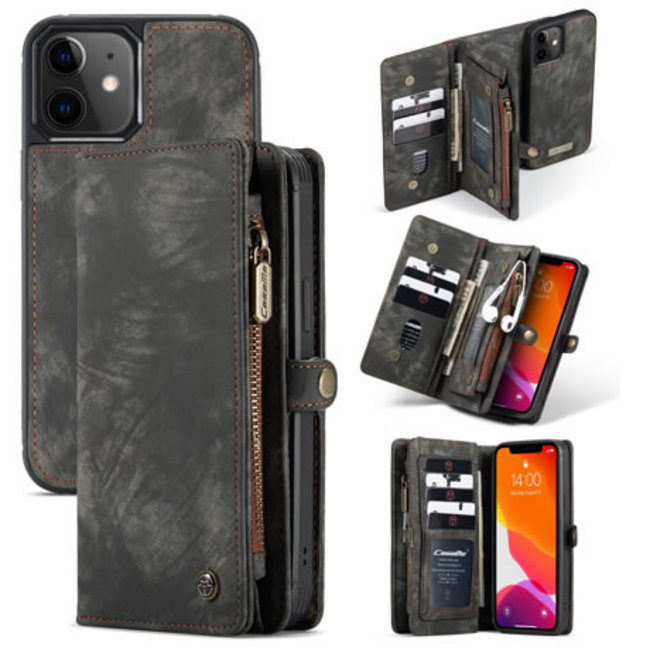 CaseMe - Case for iPhone 12 Mini - Wallet Case with Card Holder, Magnetic Detachable Cover - Black