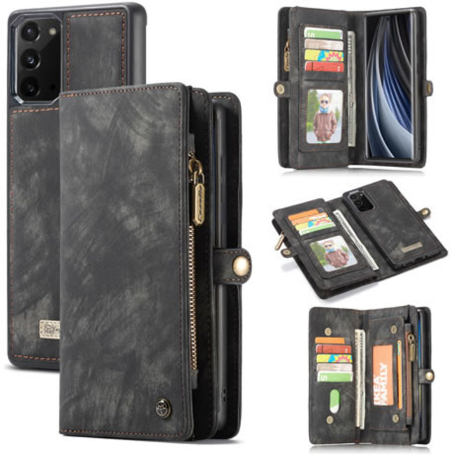 CaseMe - Case for Samsung Galaxy Note 20 - Wallet Case with Card Holder, Magnetic Detachable Cover - Black