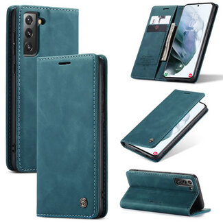 CaseMe CaseMe - Case for Samsung Galaxy S21 Plus Case - PU Leather Wallet Case Card Slot Kickstand Magnetic Closure - Blue