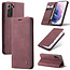 CaseMe - Case for Samsung Galaxy S21 - PU Leather Wallet Case Card Slot Kickstand Magnetic Closure - Dark Red