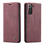 CaseMe - Case for Samsung Galaxy S21 - PU Leather Wallet Case Card Slot Kickstand Magnetic Closure - Dark Red