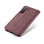 CaseMe - Case for Samsung Galaxy S21 - PU Leather Wallet Case Card Slot Kickstand Magnetic Closure - Dark Red