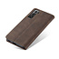 CaseMe - Case for Samsung Galaxy S21 - PU Leather Wallet Case Card Slot Kickstand Magnetic Closure - Dark Brown