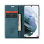 CaseMe - Case for Samsung Galaxy S21 - PU Leather Wallet Case Card Slot Kickstand Magnetic Closure - Blue