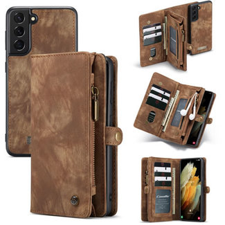 CaseMe CaseMe - Case for Samsung Galaxy S21 - Wallet Case with Card Holder, Magnetic Detachable Cover - Brown