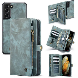 CaseMe CaseMe - Case for Samsung Galaxy S21 - Wallet Case with Card Holder, Magnetic Detachable Cover - Blue