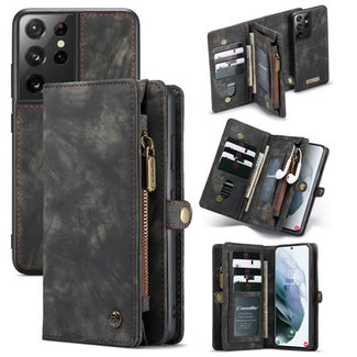 CaseMe CaseMe - Case for Samsung Galaxy S21 Ultra - Wallet Case with Card Holder, Magnetic Detachable Cover - Black