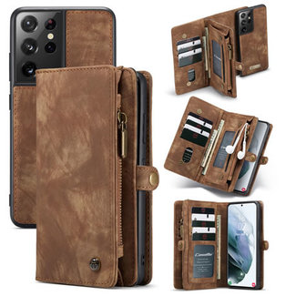 CaseMe CaseMe - Case for Samsung Galaxy S21 Ultra - Wallet Case with Card Holder, Magnetic Detachable Cover - Brown