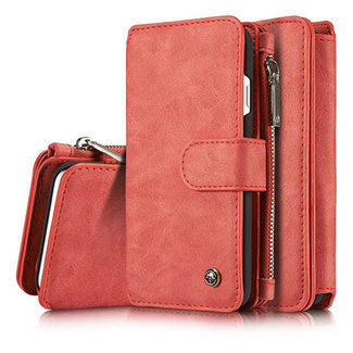 CaseMe CaseMe - Case for Samsung Galaxy S21 Plus - Wallet Case with Cardslots and Detachable Flip Zipper Case - Red