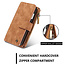 CaseMe - Case for Samsung Galaxy S21 Ultra - Wallet Case with Cardslots and Detachable Flip Zipper Case - Brown