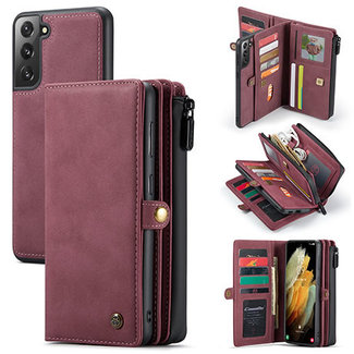 CaseMe CaseMe - Samsung Galaxy S21 Case - Back Cover and Wallet Book Case - Multifunctional - Red