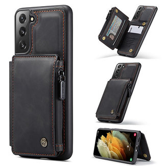 CaseMe CaseMe - Samsung Galaxy S21 Case - Back Cover - with RFID Cardholder - Black