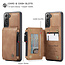 CaseMe - Samsung Galaxy S21 Hoesje - Back Cover - met RFID Pasjeshouder - Licht Bruin