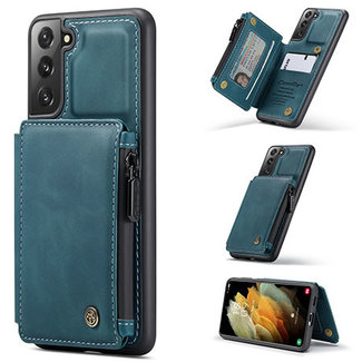 CaseMe CaseMe - Samsung Galaxy S21 Plus Hoesje - Back Cover - met RFID Pasjeshouder - Blauw