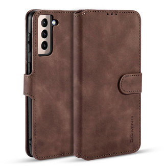 CaseMe CaseMe - Samsung Galaxy S21 Case - with Magnetic closure - Leather Book Case - Dark Brown