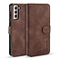 CaseMe - Samsung Galaxy S21 Hoesje - Met Magnetische Sluiting - Ming Serie - Leren Book Case - Donker Bruin