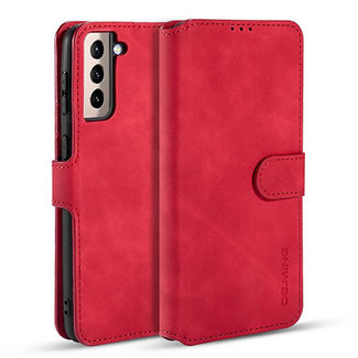 CaseMe CaseMe - Samsung Galaxy S21 Hoesje - Met Magnetische Sluiting - Ming Serie - Leren Book Case - Rood