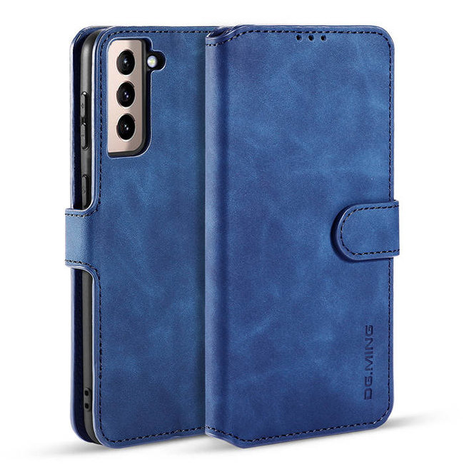 CaseMe - Samsung Galaxy S21 Case - with Magnetic closure - Leather Book Case - Blue