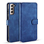 CaseMe - Samsung Galaxy S21 Plus Hoesje - Met Magnetische Sluiting - Ming Serie - Leren Book Case - Blauw