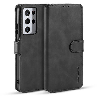 CaseMe CaseMe - Samsung Galaxy S21 Ultra Case - with Magnetic closure - Leather Book Case - Black