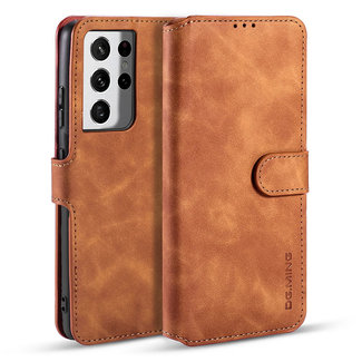 CaseMe CaseMe - Samsung Galaxy S21 Ultra Case - with Magnetic closure - Leather Book Case - Light Brown