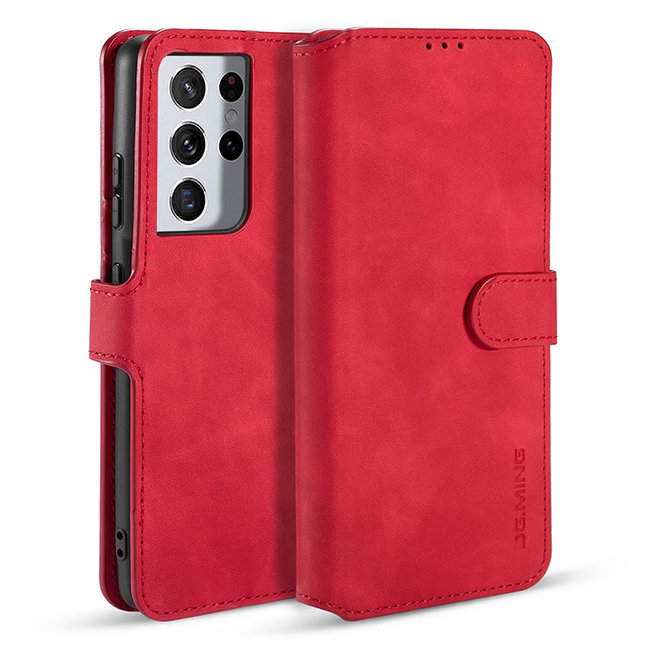 CaseMe - Samsung Galaxy S21 Ultra Case - with Magnetic closure - Leather Book Case - Red