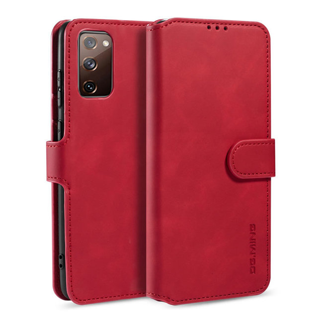 CaseMe - Samsung Galaxy S20 FE Hoesje - Met Magnetische Sluiting - Ming Serie - Leren Book Case - Rood