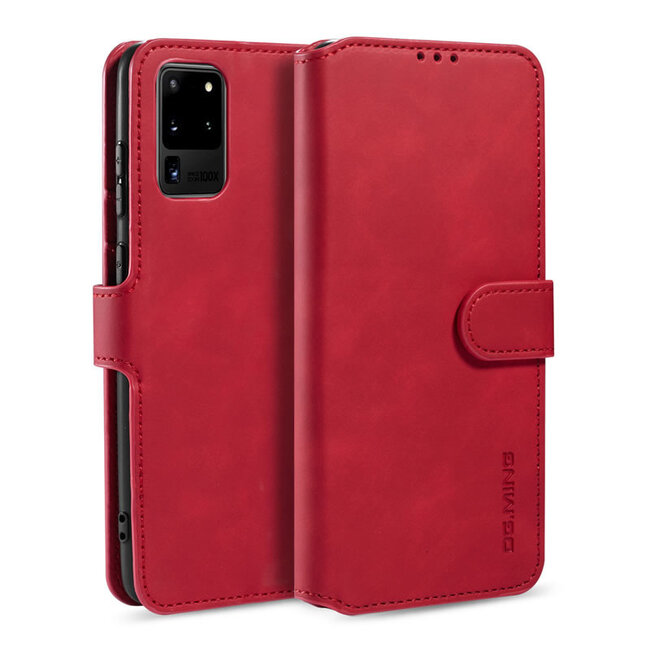 CaseMe - Samsung Galaxy S20 Hoesje - Met Magnetische Sluiting - Ming Serie - Leren Book Case - Rood