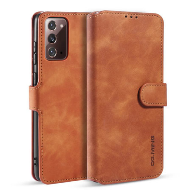 CaseMe - Samsung Galaxy Note 20 Case - with Magnetic closure - Leather Book Case - Light Brown