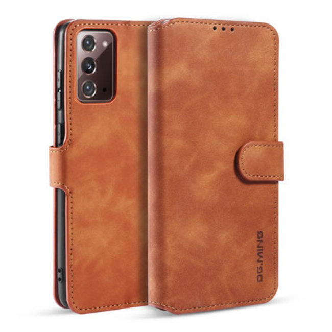 CaseMe - Samsung Galaxy Note 20 Hoesje - Met Magnetische Sluiting - Ming Serie - Leren Book Case - Licht Bruin