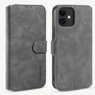 CaseMe CaseMe - iPhone 12 Mini Case - with Magnetic closure - Leather Book Case - Grey