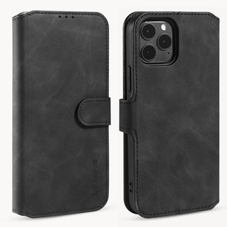 CaseMe CaseMe - iPhone 12 / 12 Pro Case - with Magnetic closure - Leather Book Case - Black