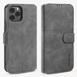 CaseMe CaseMe - iPhone 12 / 12 Pro Case - with Magnetic closure - Leather Book Case - Grey