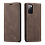 CaseMe - Case for Samsung Galaxy S20 FE - PU Leather Wallet Case Card Slot Kickstand Magnetic Closure - Dark Brown