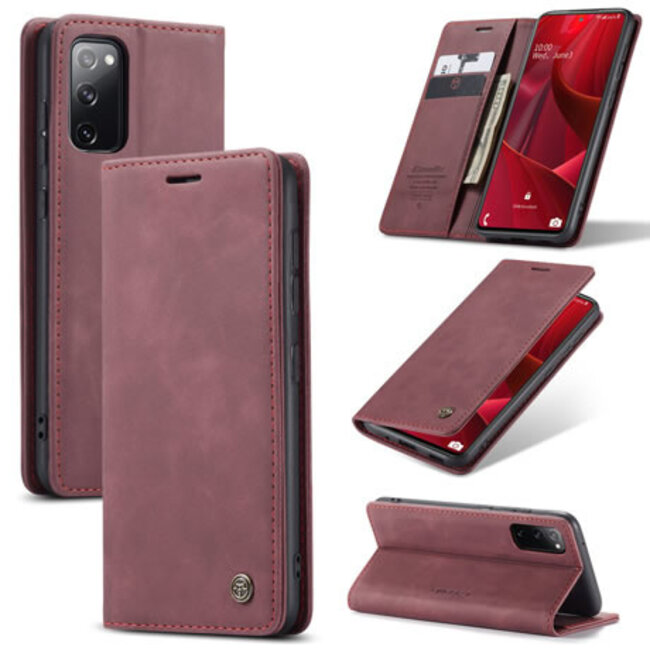 CaseMe - Samsung Galaxy S20 FE Hoesje - Wallet Book Case - Magneetsluiting - Rood