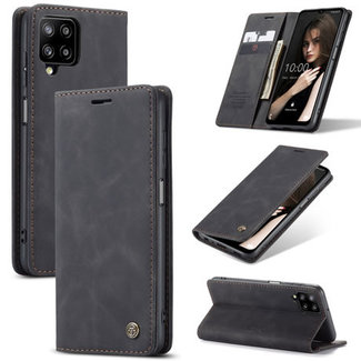 CaseMe CaseMe - Case for Samsung Galaxy A12 - PU Leather Wallet Case Card Slot Kickstand Magnetic Closure - Black