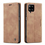 CaseMe - Case for Samsung Galaxy A12 - PU Leather Wallet Case Card Slot Kickstand Magnetic Closure - Light Brown