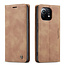 CaseMe - Case for Xiaomi Mi 11 - PU Leather Wallet Case Card Slot Kickstand Magnetic Closure - Ligth Brown