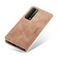 CaseMe - Case forHuawei P Smart 2021 - PU Leather Wallet Case Card Slot Kickstand Magnetic Closure - Dark Brown