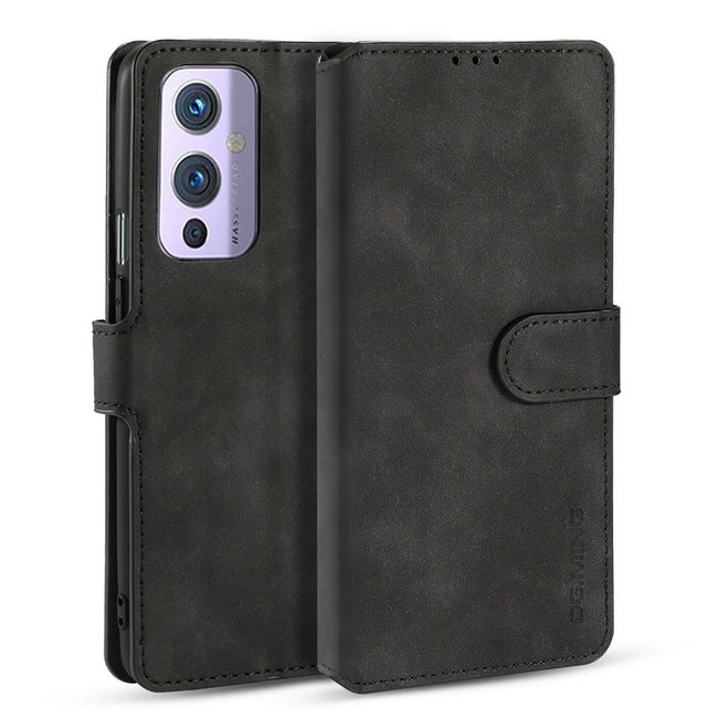 CaseMe - OnePlus 9 Case - with Magnetic closure - Leather Book Case - Black
