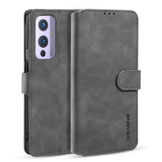 CaseMe CaseMe - OnePlus 9 Hoesje - Met Magnetische Sluiting - Ming Serie - Leren Book Case - Grijs