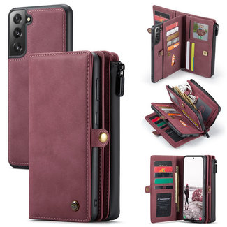 CaseMe CaseMe - Samsung Galaxy S21 FE Case - Back Cover and Wallet Book Case - Multifunctional - Red